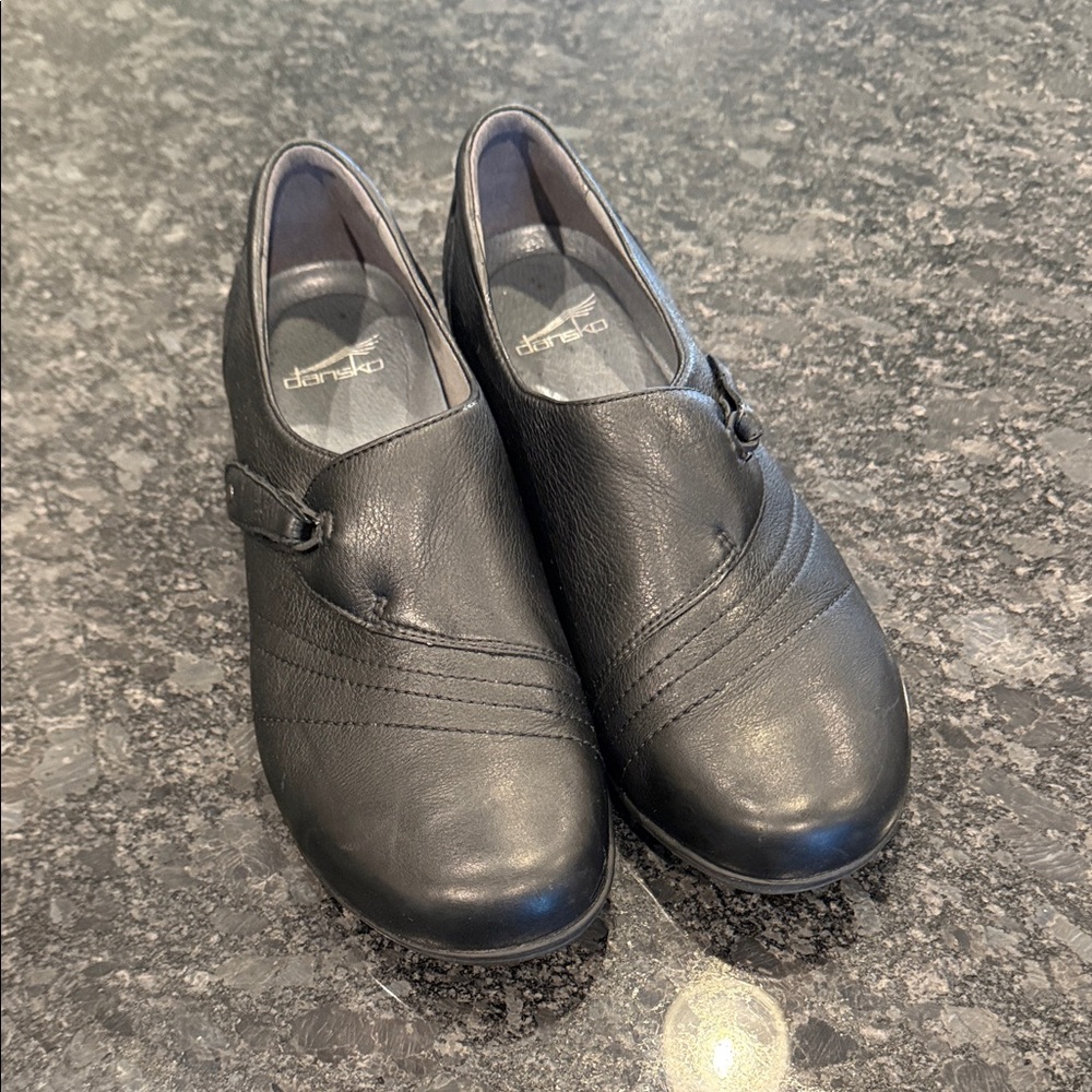 Dansko Black Leather Mules